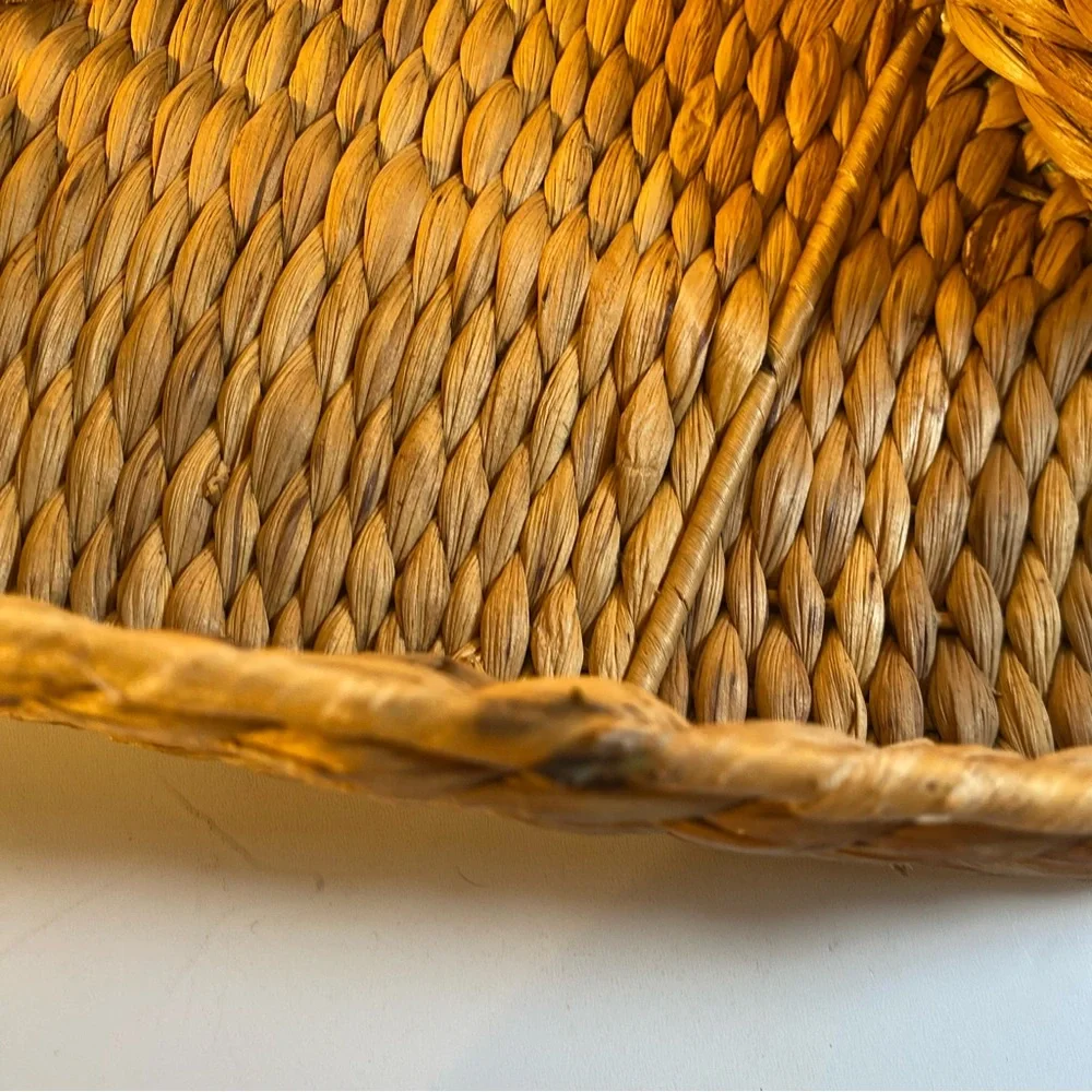 Large Figural Whale Natural Banana Leaf Rattan Chip & Dip Tray 21” Length